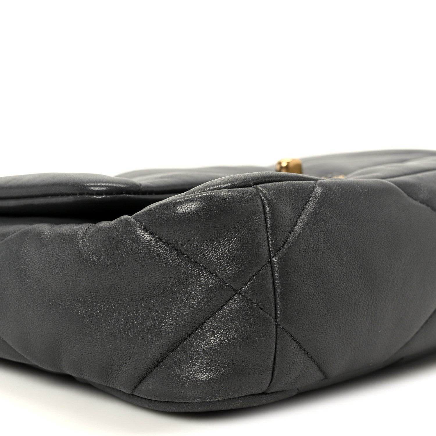 Lambskin Quilted Medium CHNL 19 Flap Dark Grey