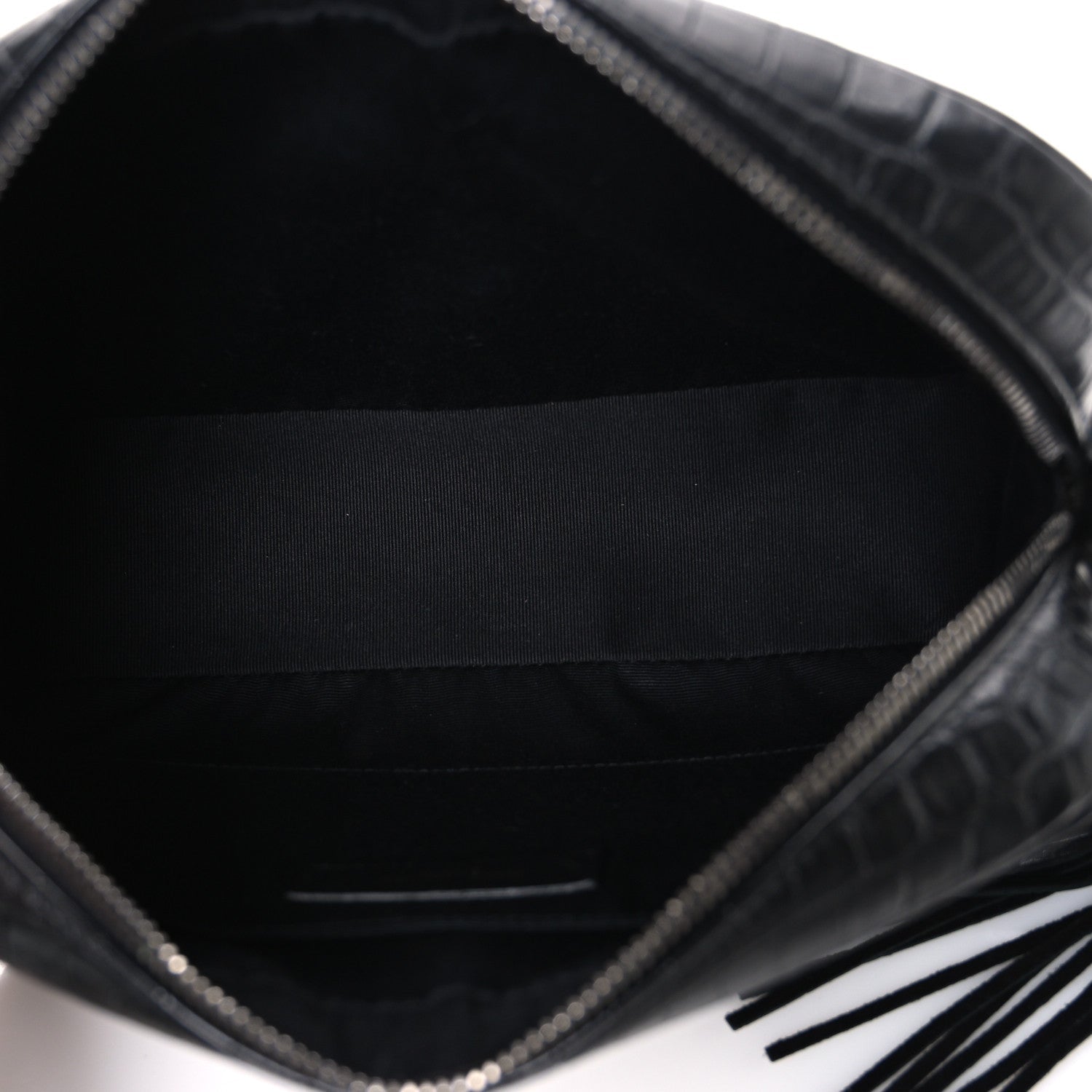 Calfskin Crocodile Embossed Monogram Lou Camera Bag Black