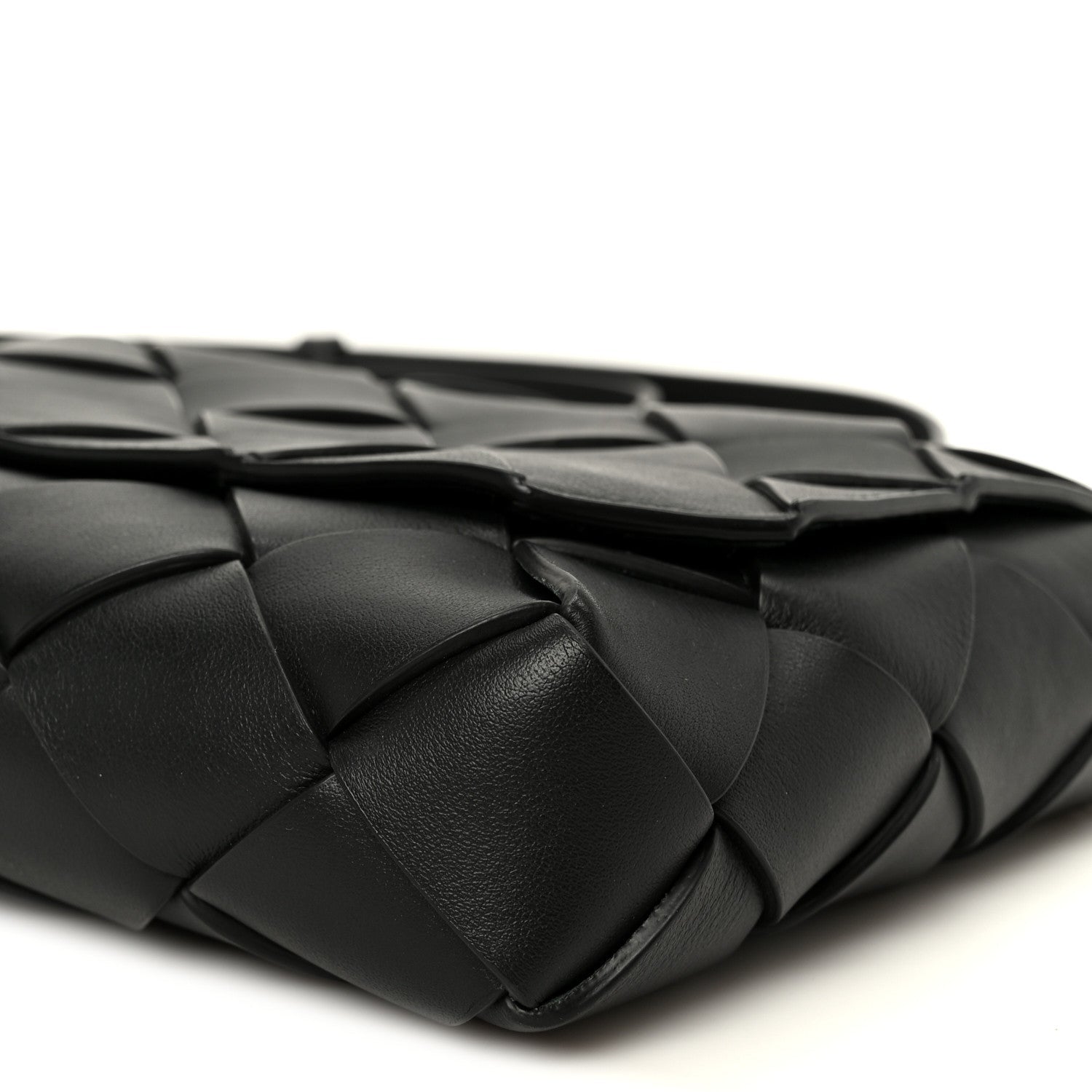 Grained Calfskin Intreccio Small Diago Crossbody Bag Black