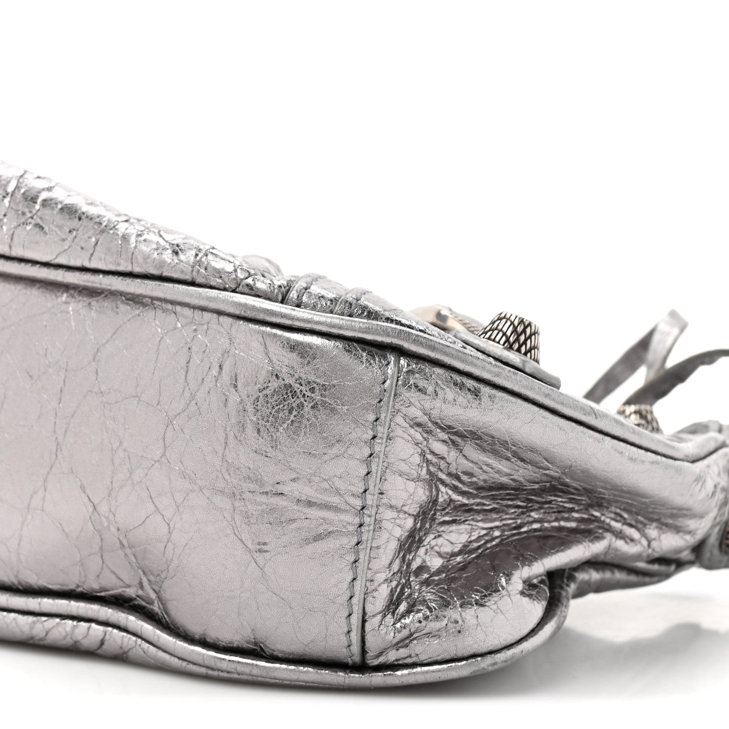 Metallic Agneau Arena Le Cagole Chain Shoulder Bag XS Silver