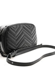 Calfskin Matelasse Monochrome Small GG Marmont Chain Shoulder Bag Black