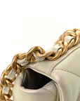 Iridescent Calfskin Quilted Large CHNL 19 Flap White