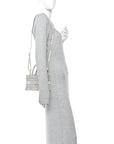 Canvas Embroidered Toile De Jouy Reverse Mini Book Tote With Strap Grey