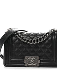 Caviar Quilted Small Boy Flap Black