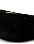 Shearling Lambskin Crystal Strass Flap Black