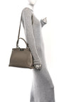 Vitello Morgan Shiny Nappa Medium Peekaboo Iconic Satchel Tortora