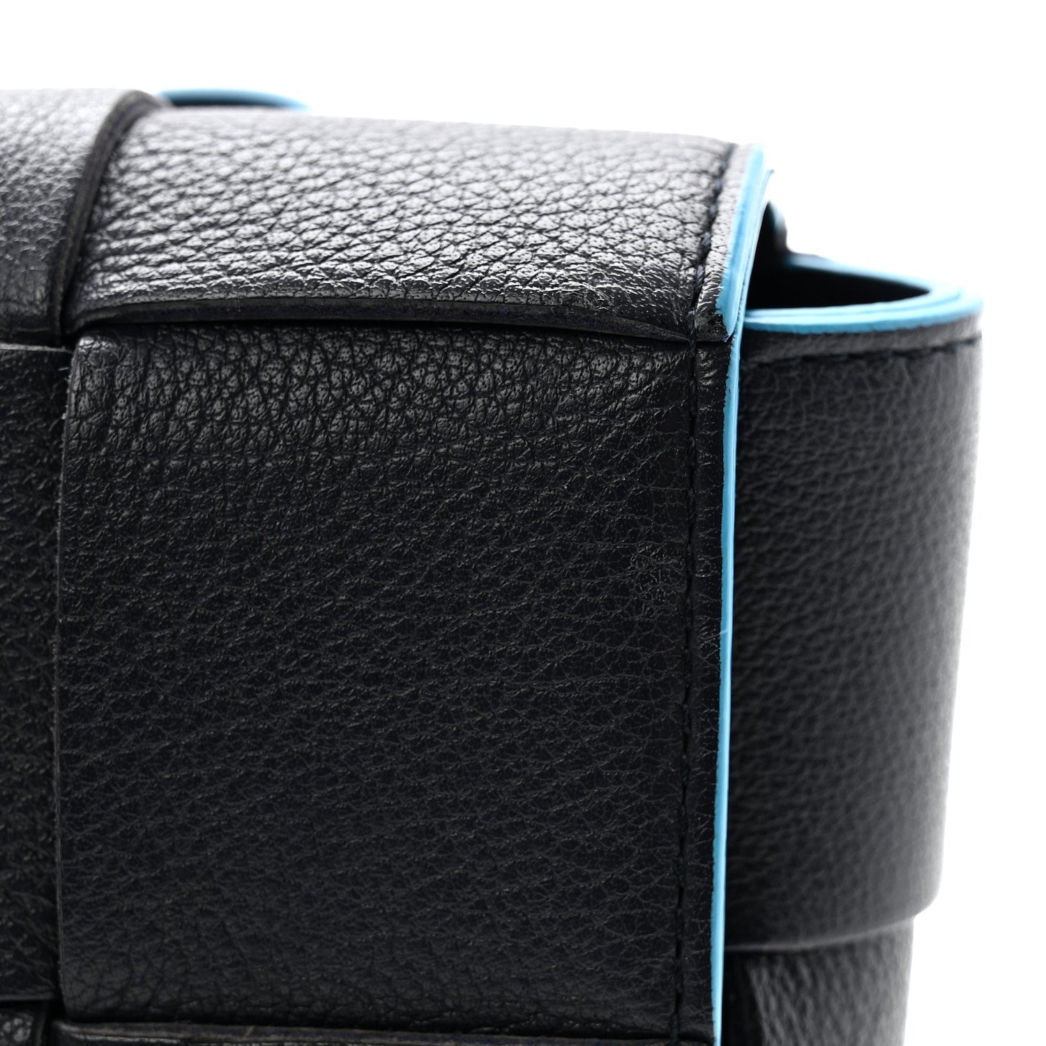 Grained Calfskin Intrecciato Cassette Belt Bag Deep Blue Pool