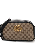 Monogram Matelasse Diagonal Small GG Marmont Chain Shoulder Bag Beige Black