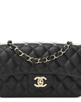 Lambskin Quilted Mini Rectangular Flap Black