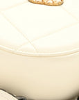 Lambskin Quilted CHNL 19 Round Clutch With Chain White