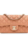 Lambskin Quilted Mini Rectangular Flap Brown