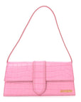 Calfskin Crocodile Embossed Le Bambino Long Pink