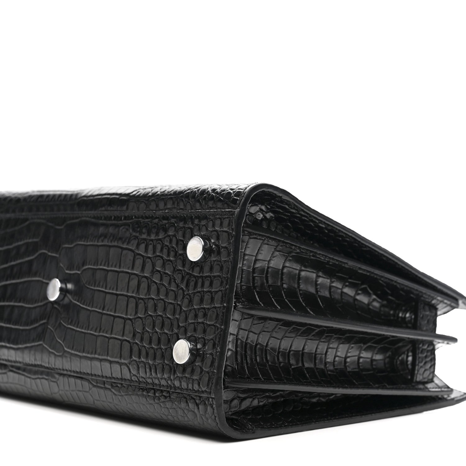 Calfskin Crocodile Embossed Baby Sac De Jour Black