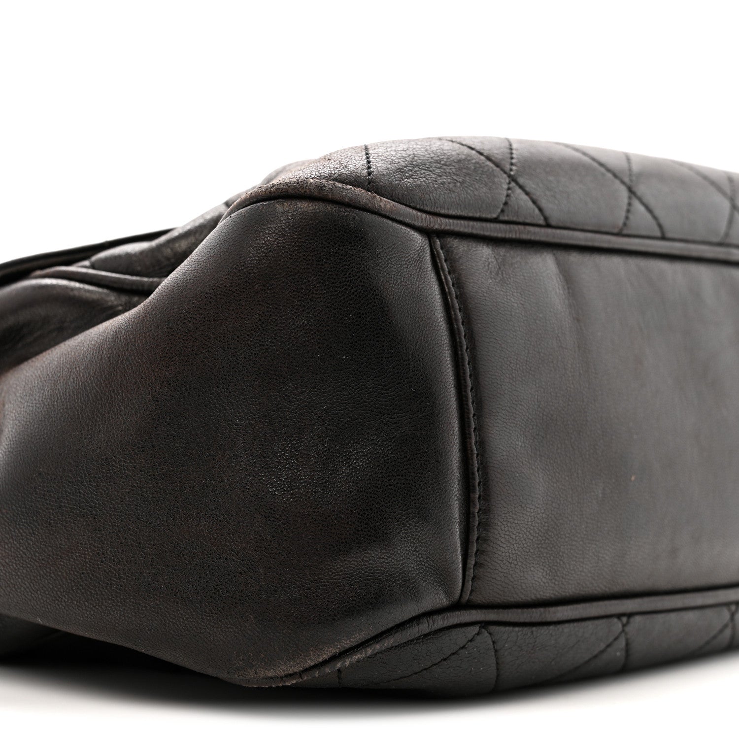 Lambskin Quilted Flap Shoulder Bag Black
