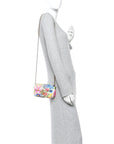 X KEN SCOTT Calfskin Matelasse Floral Print Super Mini GG Marmont Shoulder Bag Ivory Pink