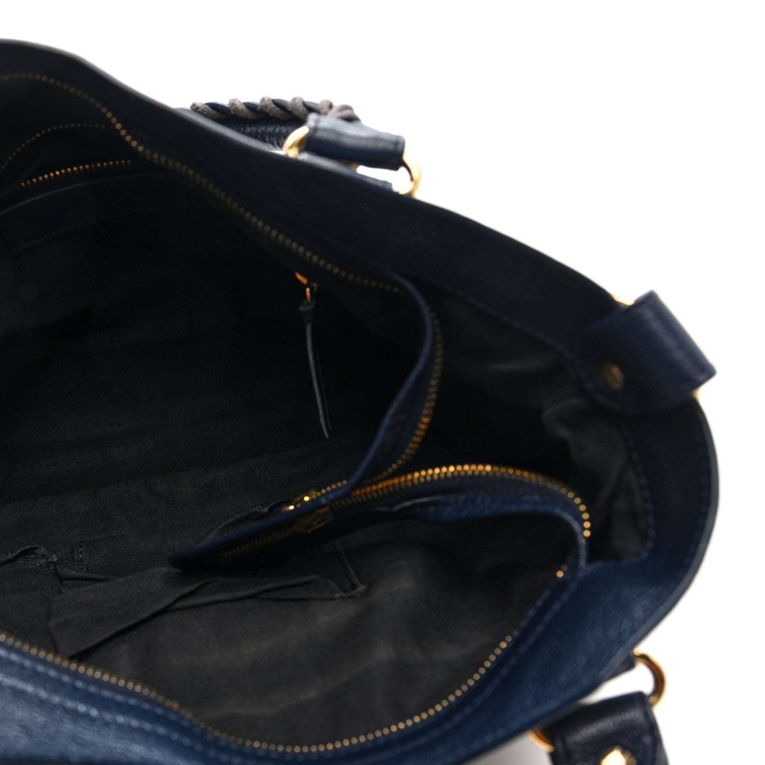 Chevre Gold Metallic Edge Hardware Town Bleu Nuit Dark Sea