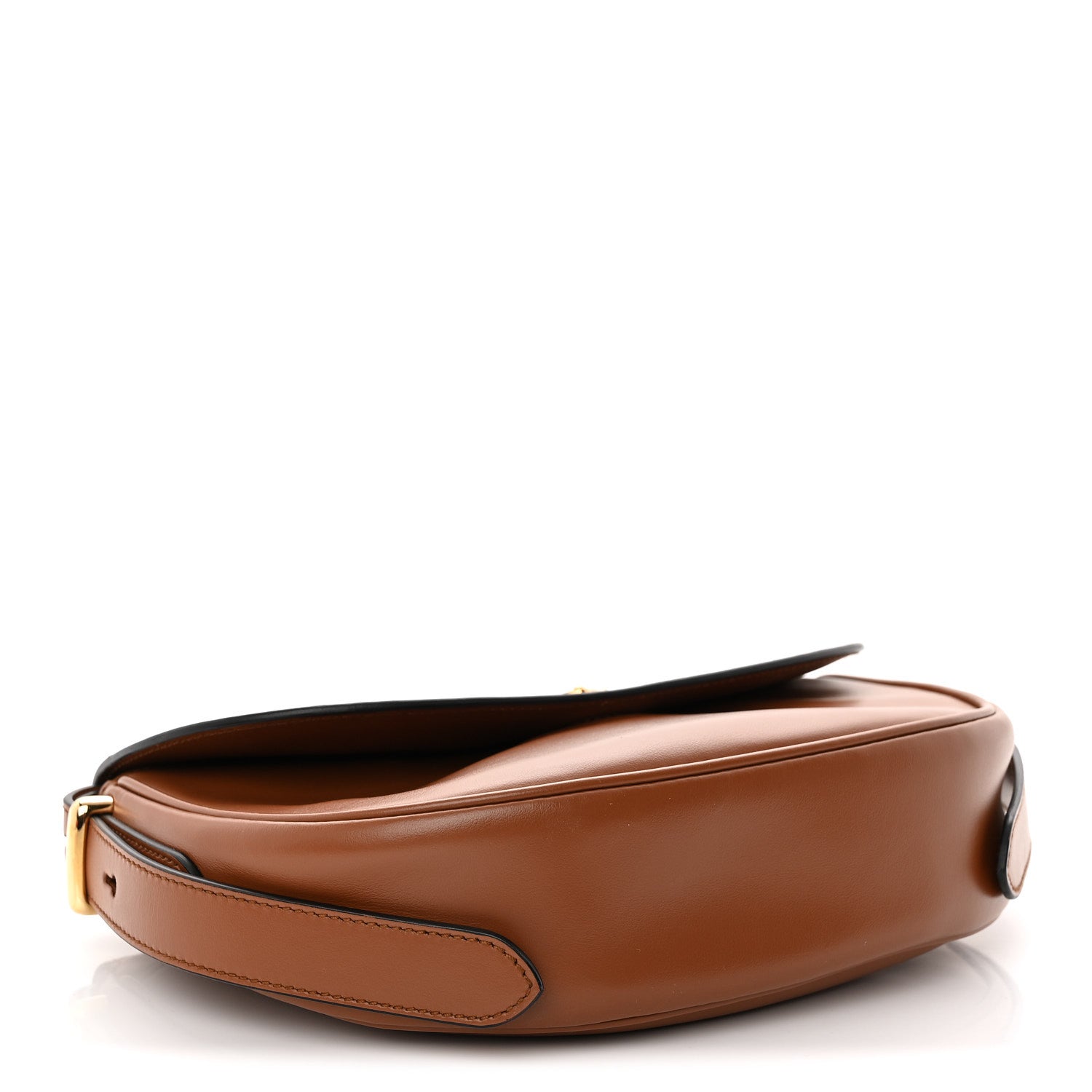 Soft Calfskin Traingle Arque Flap Shoulder Bag Cognac