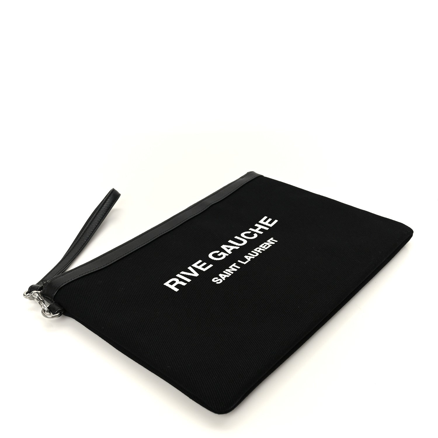 Linen Canvas Rive Gauche Zipped Pouch Black