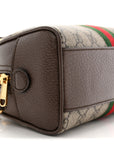 GG Supreme Monogram Textured Dollar Calfskin Web Mini Ophidia Top Handle Bowler Bag Beige Ebony New Acero