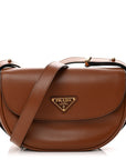 Soft Calfskin Traingle Arque Flap Shoulder Bag Cognac