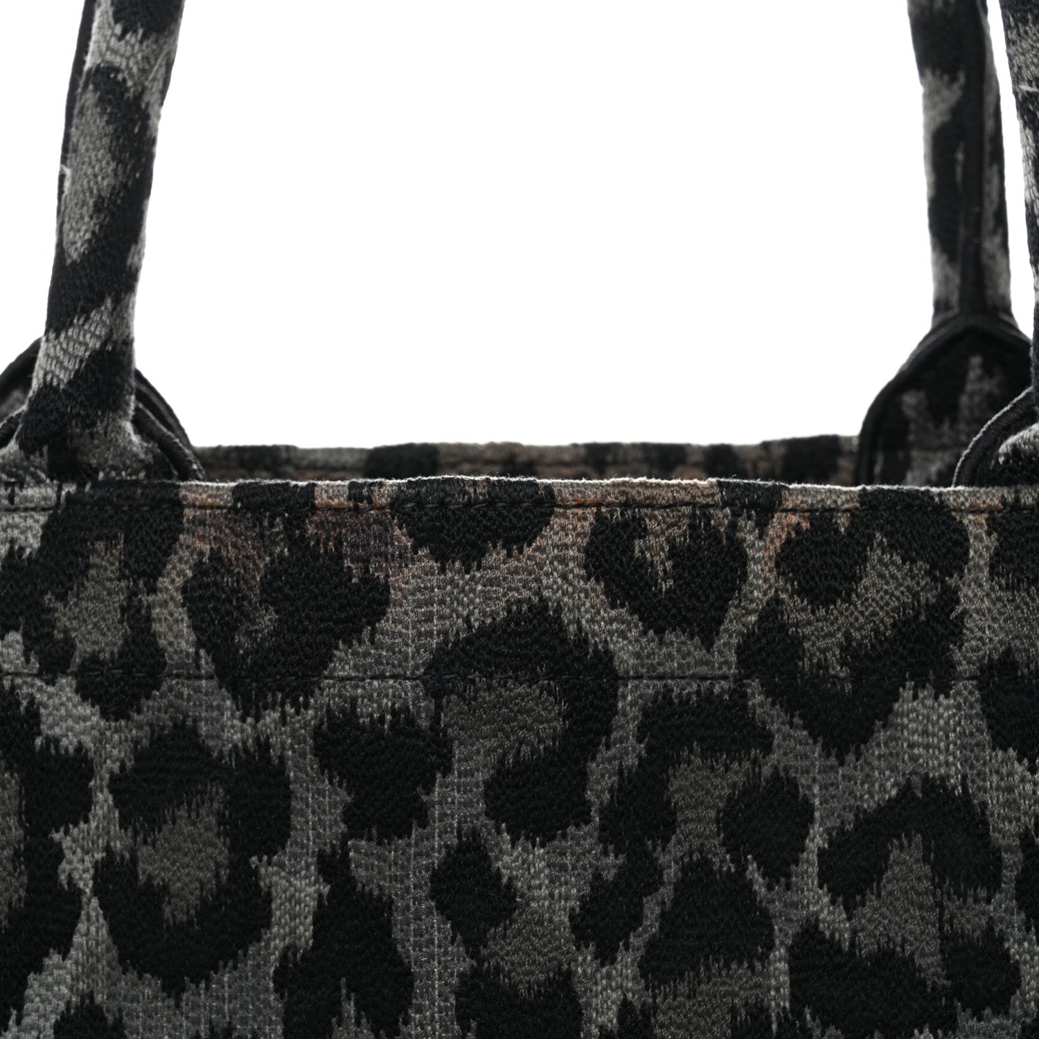 Canvas Mizza Embroidered Large Leopard Book Tote Grey