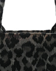 Canvas Mizza Embroidered Large Leopard Book Tote Grey