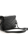 Calfskin Y Quilted Monogram Toy Loulou Crossbody Bag Black