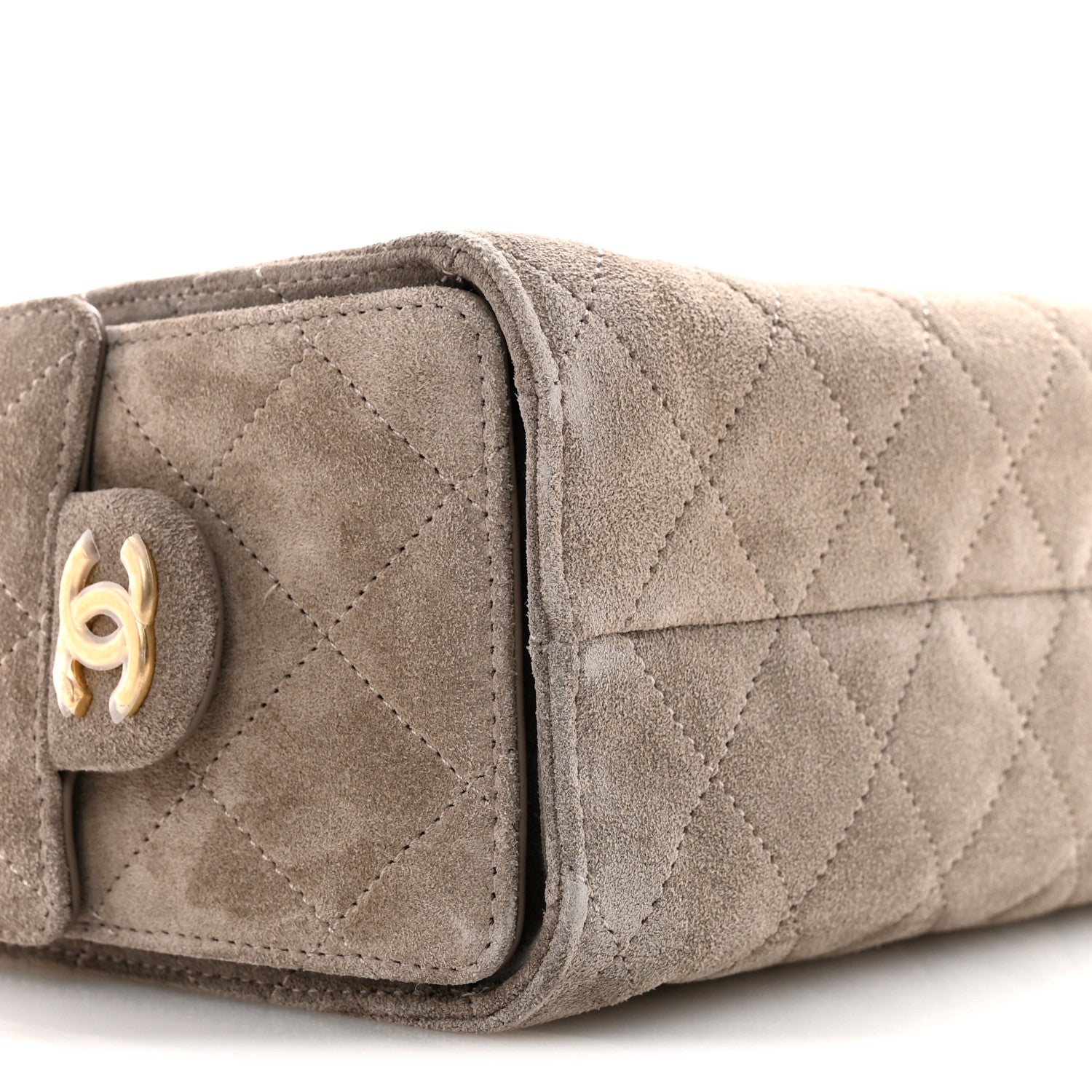 Suede Quilted Mini CHNL 25 Handbag Dark Grey