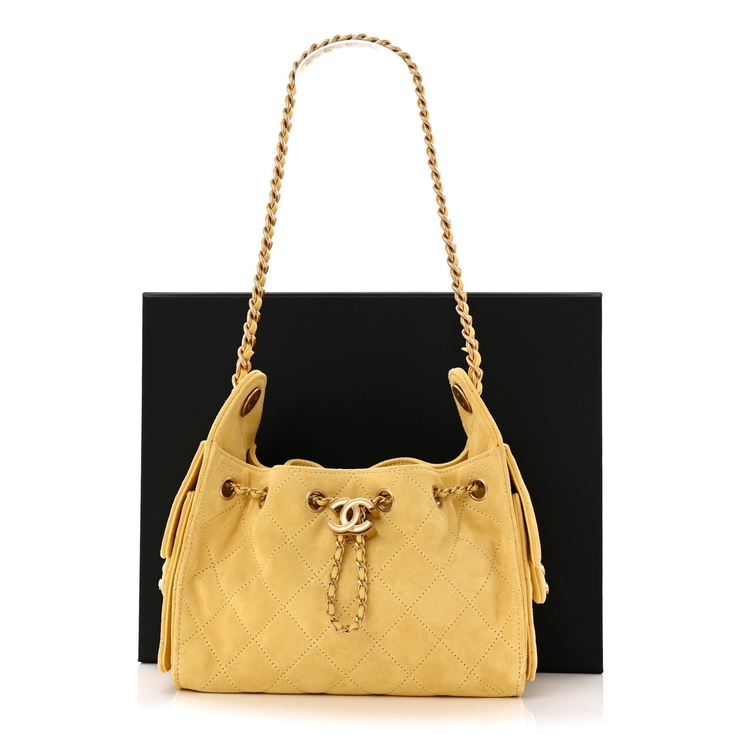 Suede Quilted Mini CHNL 25 Handbag Yellow