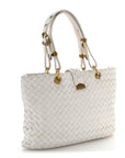 Nappa Intrecciato Small Capri Tote White