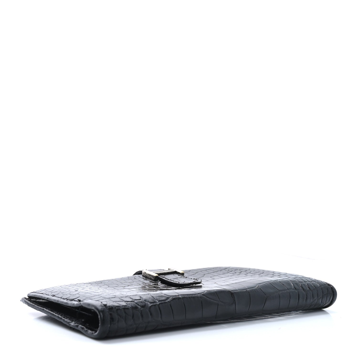 Shiny Alligator Bearn Gusset Wallet Black
