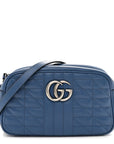 Calfskin Matelasse Aria Small GG Marmont Chain Shoulder Bag Clear Blue