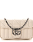 Calfskin Matelasse Aria Super Mini GG Marmont Shoulder Bag Mystic White
