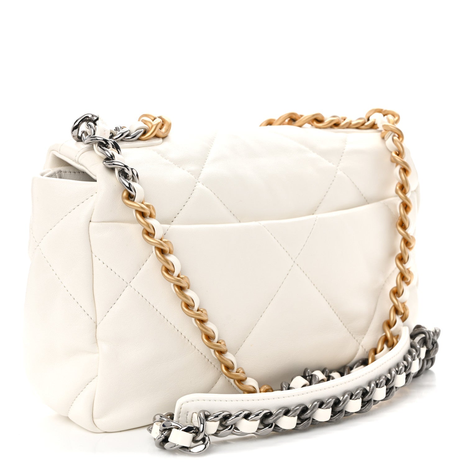 Lambskin Quilted Medium CHNL 19 Flap White