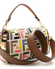 Canvas Ricamo Vitello King FF Multicolor Embroidered Baguette Grezzo Multicolor Gianduia