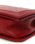 Lambskin Quilted New Medium Boy Flap Dark Red