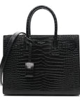 Calfskin Crocodile Embossed Baby Sac De Jour Black