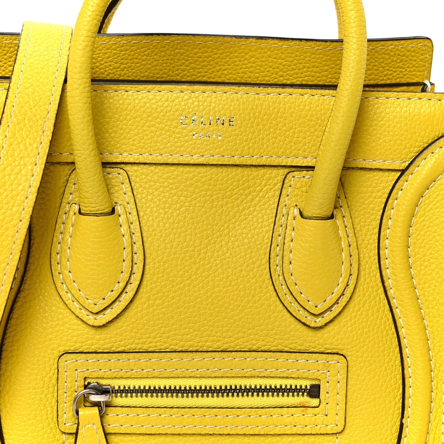 Drummed Calfskin Nano Luggage Citron