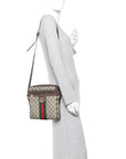 GG Supreme Monogram Web Small Ophidia Messenger Bag Brown