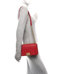 Caviar Quilted Medium Boy Flap Red