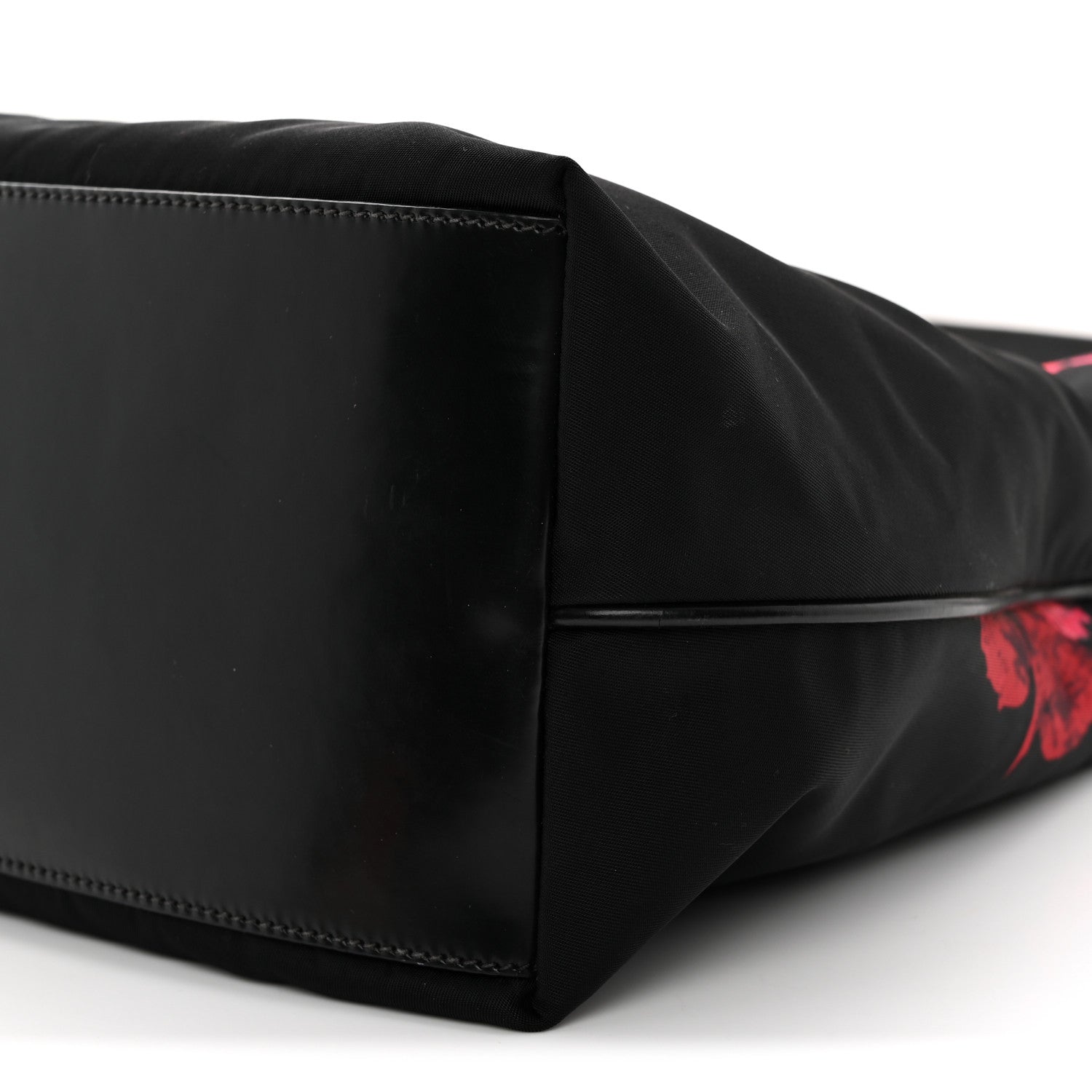 Tessuto Nylon Rose Shoulder Bag Black Rosso