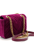 Velvet Matelasse Mini GG Marmont Shoulder Bag Fuchsia Violet Cyclamen
