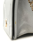 Metallic Grained Calfskin D1ORama Wallet on Chain Pouch Silver