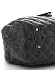 Calfskin Quilted Stam Dark Grey
