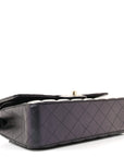 Iridescent Lambskin Quilted Medium Double Flap Black