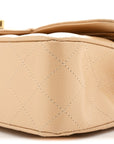 Caviar Quilted Medium Double Flap Beige