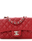 Caviar Quilted Mini Rectangular Flap Dark Red