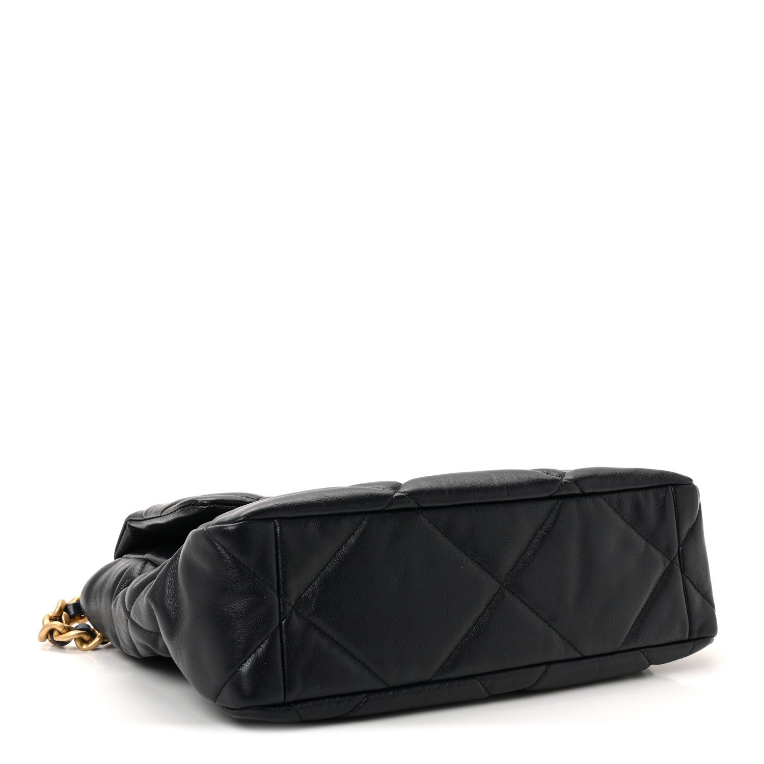 Goatskin Quilted Large CHNL 19 Flap Navy Blue