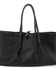 Calfskin Intrecciato Pinacoteca Reversible Tote Black Fondant
