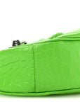 Extra Supple Calfskin Crocodile Embossed Le Cagole Shoulder Bag XS Acid Green